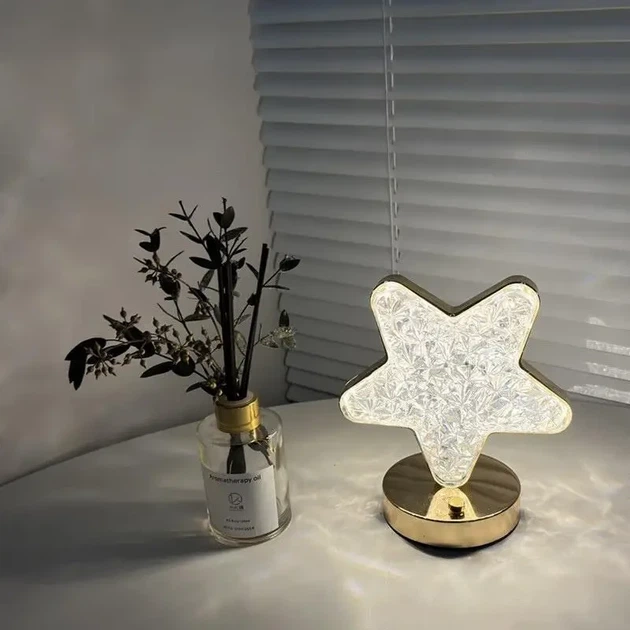 Настільна кришталева лампа Зірка приліжкова з Usb-портом