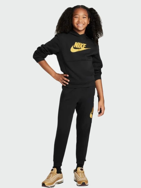 Детское теплое худи на флисе для девочки Nike K Nsw Club Flc Hdy Gold HQ0977-010 137-146 см Черное (197600425972) - Фото 3 Детское теплое худи на флисе для девочки Nike K Nsw Club Flc Hdy Gold HQ0977-010 137-146 см Черное (197600425972) - изображение 3