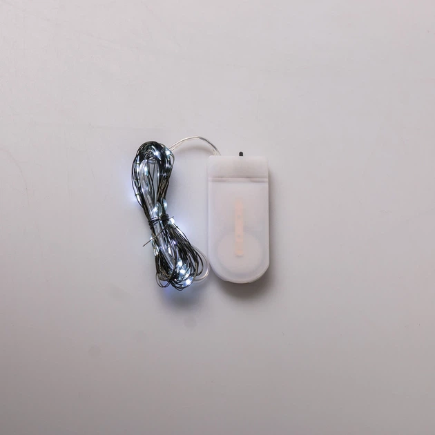 Светодиодная гирлянда Роса 3 метра на батарейках GarlandoPro 30 led лампочек нить на зеленом проводе IP65 белая - изображение 7