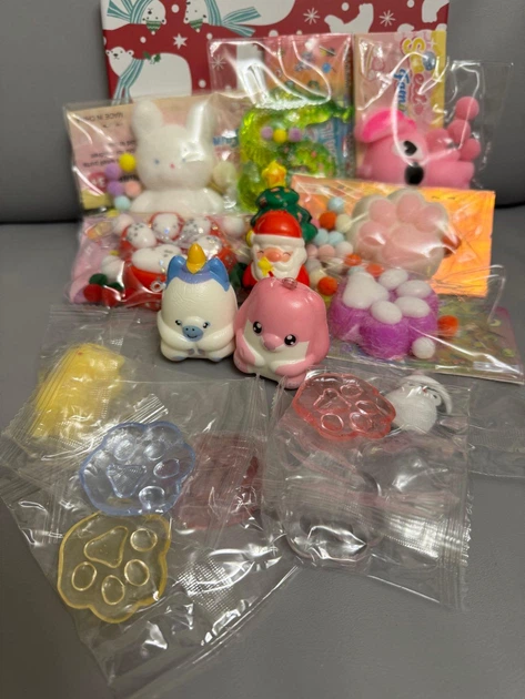 Коробка новогодняя бокс сюрприз антистресс Сквиши Squishies