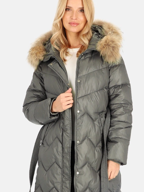 Kurtka puchowa damska zimowa długa Perso BLH241011FXR S Oliwkowa (5905080231229) - obraz 6