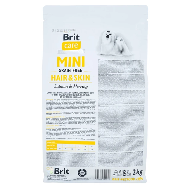 Корм Brit Care Grain Free Mini Hair & Skin сухой беззерновой для собак малых пород для улучшения состояния кожи и шерсти 2 кг - изображение 2