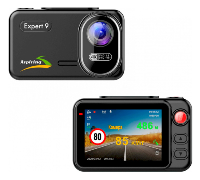 Автомобильный видеорегистратор Aspiring Expert 9 Speedcam WI-FI GPS 2K 2 camers Black (EX123SS) - изображение 7