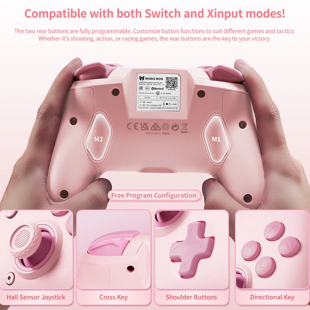 Игровой геймпад джойстик BIGBIG WON CHOCO Bluetooth контроллер для игр PC Switch IOS Android с NFC Розовый - изображение 8
