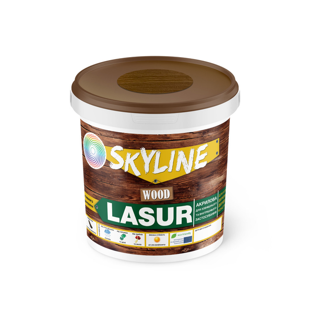 Лазур декоративно-захисна для обробки дерева LASUR Wood SkyLine Каштан 0.4 л - зображення 1