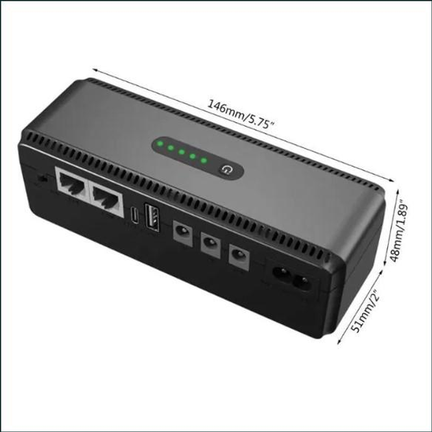 ДБЖ Yepo для роутера терміналу ONU Smart UPS DCL 18W 10400mAh DC/5V/9V/12V POE-15-24V USB Type-C - зображення 2