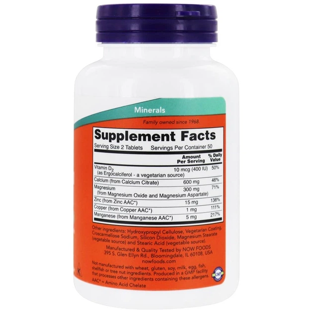 Кальций Now Calcium Citrate with minerals, 100 табл. - изображение 2
