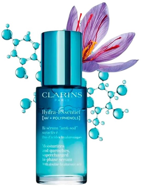 Сироватка для обличчя Clarins Hydra Essentiel HA2 + Polyphenols Bi-Serum Intensif Anti-Soif з гіалуроновою кислотою 30 мл (3666057097959) - зображення 2