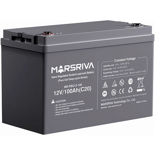 Аккумуляторная батарея Marsriva MR-PBG12-100 GEL 12 В 100 Ач, герметична, безобслуживаемая, для ИБП, инверторов и солнечных электростанций, черный корпус - изображение 5