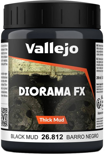 Паста Vallejo Diorama FX 26.812 Black Mud 200 мл (8429551268127) - зображення 1