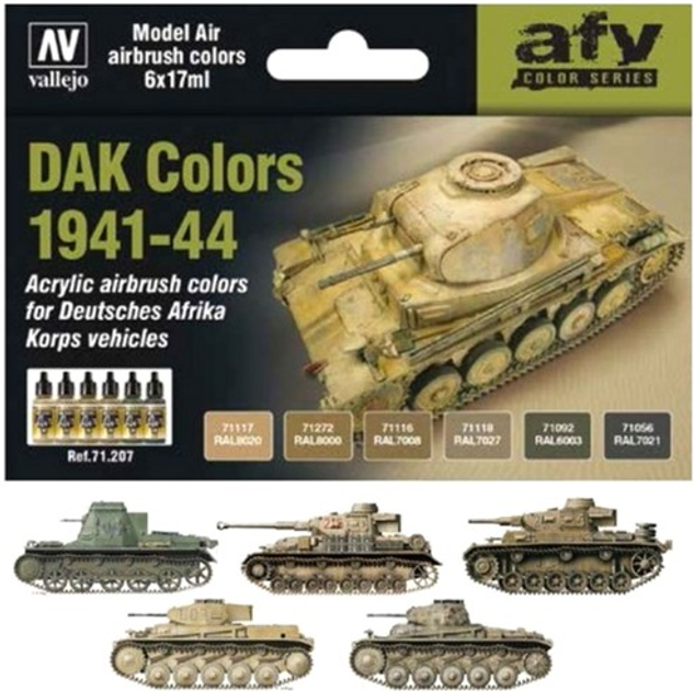 Zestaw farb akrylowych Vallejo Afv 71.207 DAK Colors 1941-1944 6 szt x 17 ml (8429551712071) - obraz 3