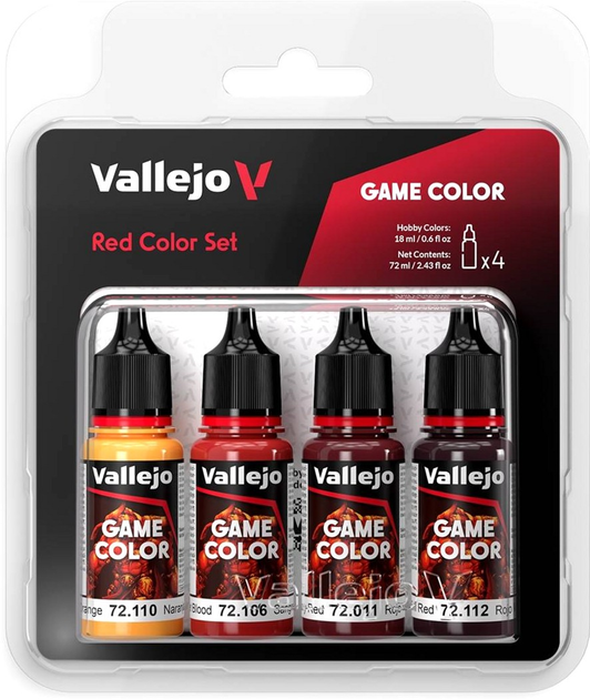 Набір акрилових фарб Vallejo Game Color 4 x 18 мл Червоні (8429551723770) - зображення 1