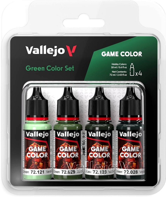 Zestaw farb akrylowych Vallejo Game Color 72.384 4 x 18 ml Zielone (8429551723848) - obraz 1