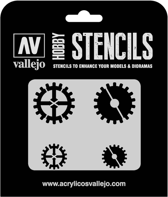 Трафарет Vallejo ST-SF001 Stencils Gear Markings (8429551986564) - зображення 1