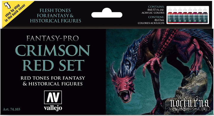 Набір акрилових фарб Vallejo Fantasy-Pro 74.103 Crimson Red Kit 8 шт x 17 мл (8429551741033) - зображення 1