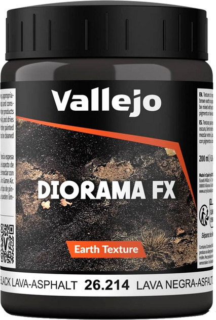 Паста Vallejo Diorama FX Earth Textures 26.214 200 мл Black Lava-Asphalt (8429551262149) - зображення 1