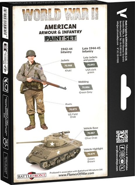 Набір акрилових фарб Vallejo Model Color 70.203 WWII American Armour & Infantry 6 шт x 18 мл (8429551702034) - зображення 3