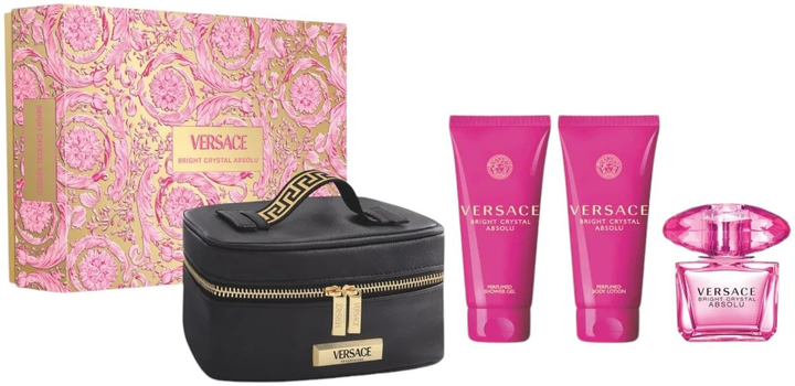 Набір для жінок Versace Bright Crystal Absolu Парфумована вода 90 мл + Лосьйон для тіла 100 мл + Гель для душу 100 мл + Косметичка (8011003893263) - зображення 1