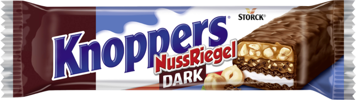 Батончики шоколадные Storck с фундуком в черном шоколаде knoppers nussriegel dark, 5×40 г - изображение 4