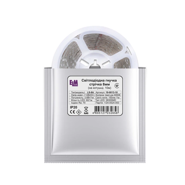 Светодиодная лента ELM SMD2835 60LED 10м 3.6 Вт 3000К 12В IP20 (19-0013-10) - изображение 5