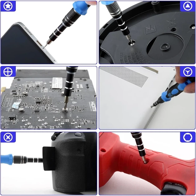 Отвертка с набором прецизионных магнитных бит U&P Screwdriver Set 115 шт (YT6114) - изображение 7