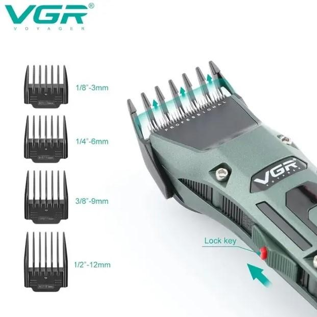 Профессиональная машинка для стрижки волос на аккумуляторе VGR V-696 с подставкой и керамическими ножами - изображение 2