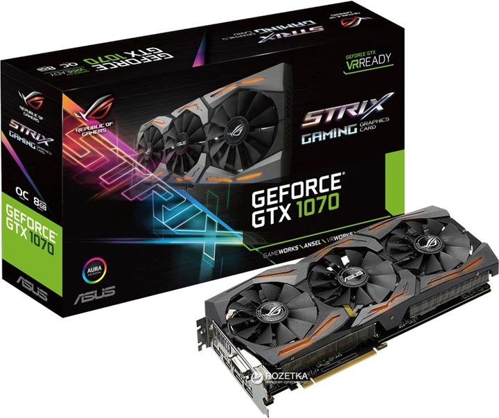Видеокарта Asus PCI-Ex GeForce GTX 1070 ROG Strix 8GB GDDR5