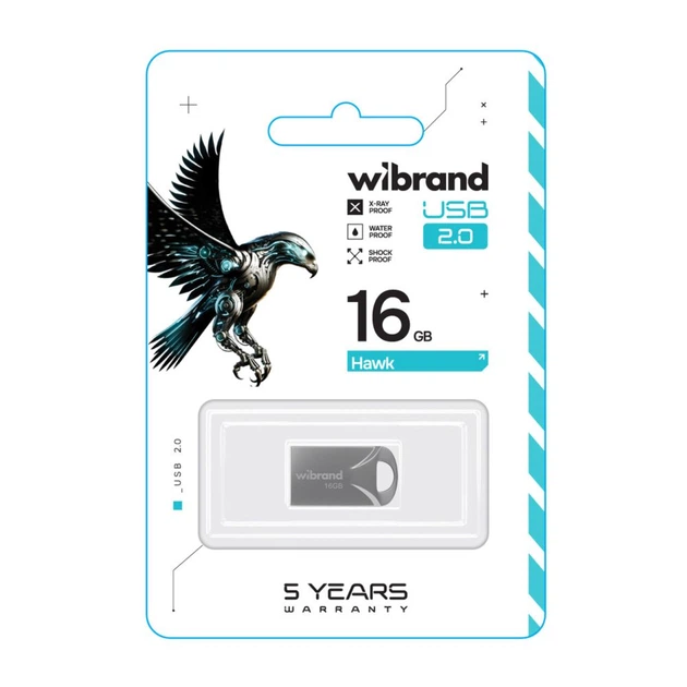 USB флеш-накопичувач Wibrand 16gb Hawk Колір Срібло - изображение 2