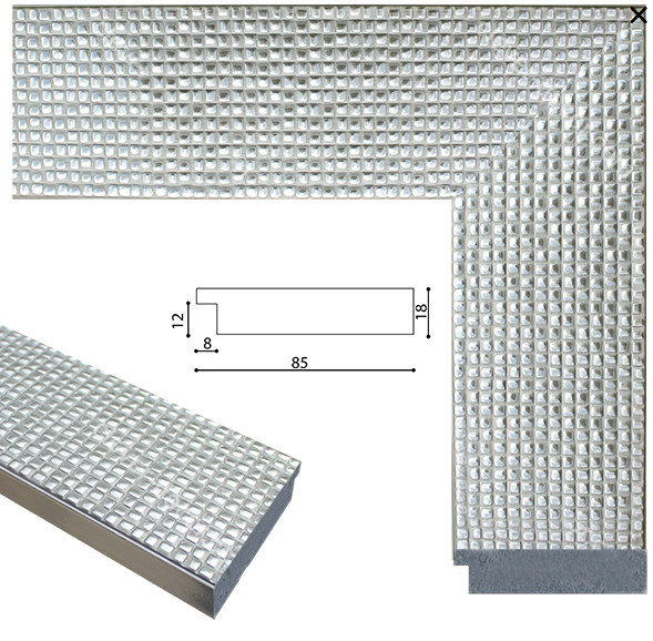 Зеркало настенное в раме Factura Silver сube 46.5х46.5 см серебро - Фото 2 Зеркало настенное в раме Factura Silver сube 46.5х46.5 см серебро - изображение 2