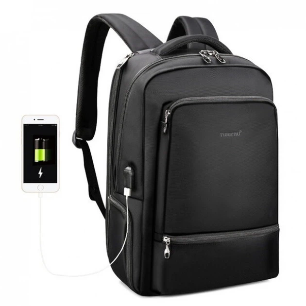 Рюкзак антизлодій Tigernu T-B3585 з відсіком для ноутбука 15,6" та USB 26л Black (16228) - Фото 3 Рюкзак антизлодій Tigernu T-B3585 з відсіком для ноутбука 15,6" та USB 26л Black (16228) - зображення 3