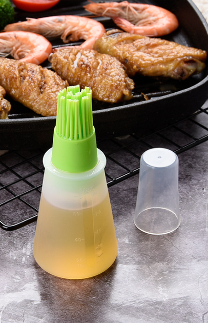 Силіконова пляшка дозатор зі щіткою Oil Mix Bottle Green 60 мл - изображение 2