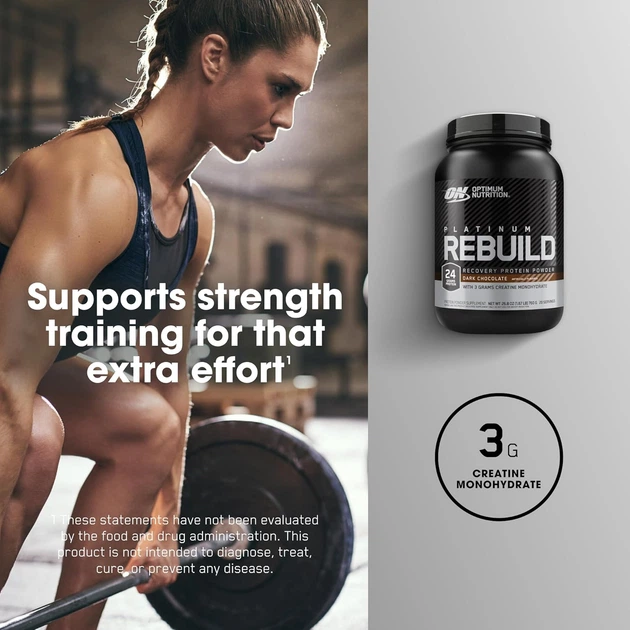 Протеїнова суміш преміум-класу з моногідратом креатину Optimum Nutrition Platinum Rebuild 760 г - зображення 5