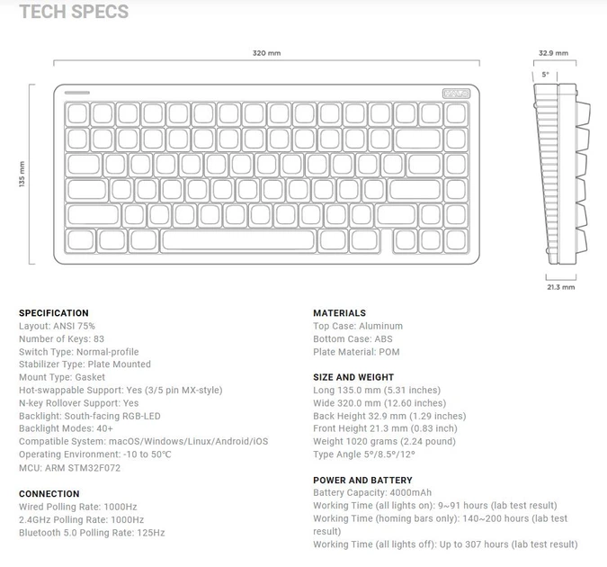 Беспроводная механическая клавиатура NuPhy Halo75 V2 / Mint