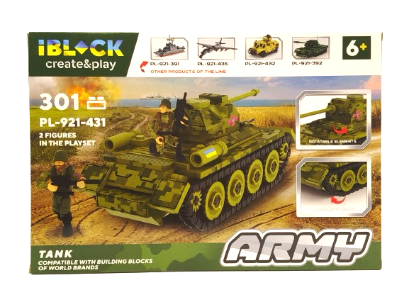 Конструктор IBlock "Army" Танк с наклейками 301 деталь PL-921-431 - Фото 4 Конструктор IBlock "Army" Танк с наклейками 301 деталь PL-921-431 - изображение 4