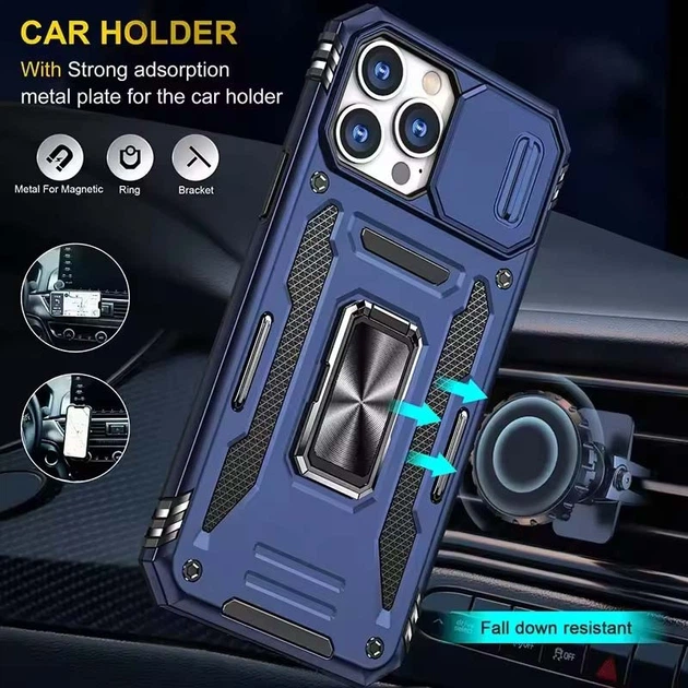 Ударопрочный чехол Camshield Army Ring для Apple iPhone 13 Pro (6.1") Синий/Navy - изображение 3