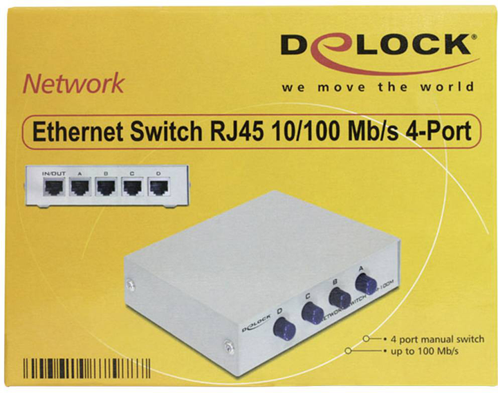 Switch Delock RJ45 10/100 Mbps 4 port manual bidirectional (4043619875887) - obraz 3
