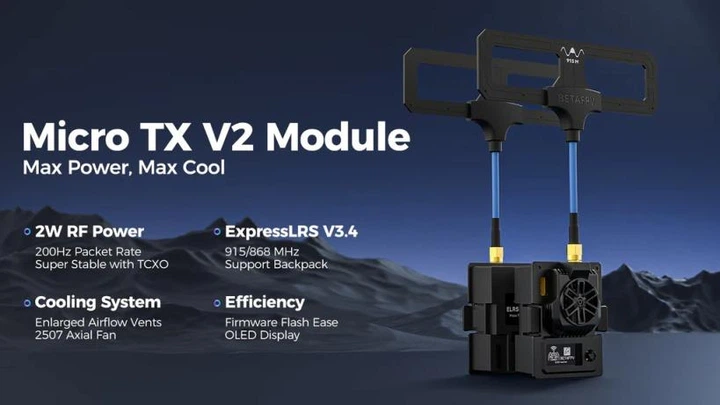 Модуль передавача BETAFPV Micro TX V2 Module ELRS 915MHz 2W, до 15-20 км, для FPV дронів. - зображення 9