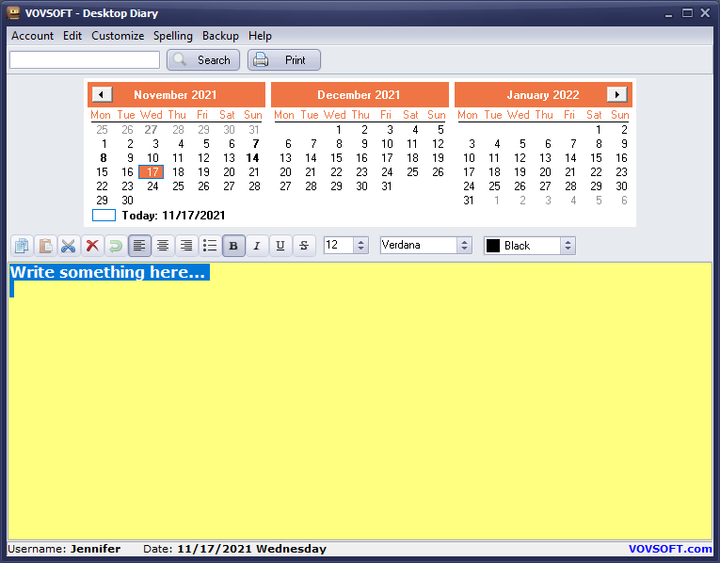 Програма для ведення особистого щоденника – Vovsoft Desktop Diary. 1 ПК, безтермінова ліцензія. - Фото 2 Програма для ведення особистого щоденника – Vovsoft Desktop Diary. 1 ПК, безтермінова ліцензія. - зображення 2