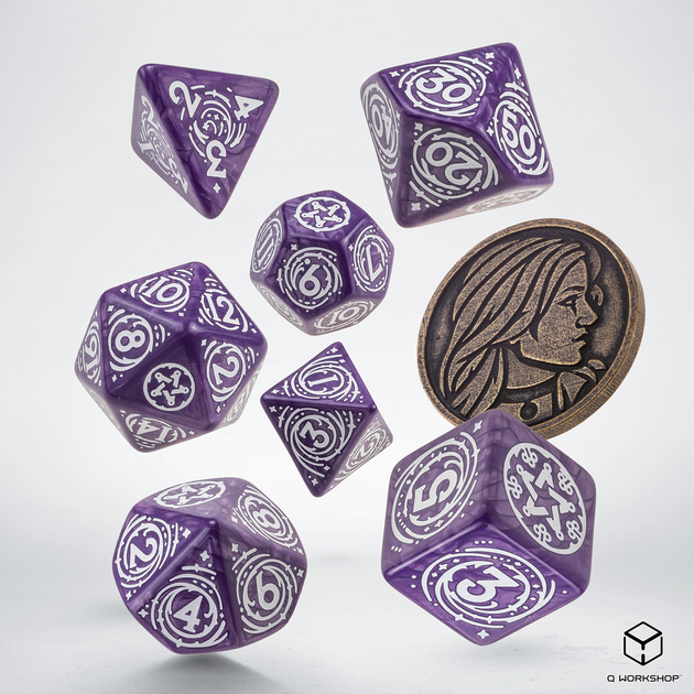 Zestaw kości Q-Workshop The Witcher Dice Kit Yennefer Czarny Bez i Agrest 7 elementów Lawendowe (5907699496051) - obraz 3