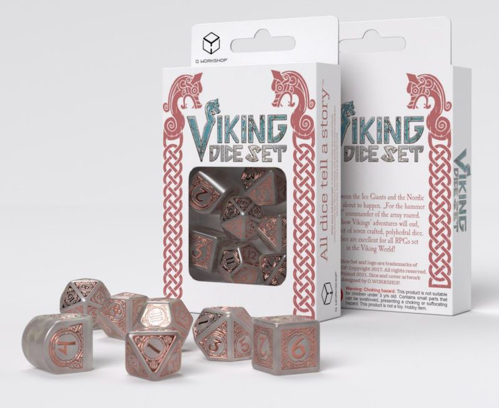 Zestaw kości Q-Workshop Viking Dice Kit Modern Niflheim 7 elementów Jasnoszare (5907699496518) - obraz 2