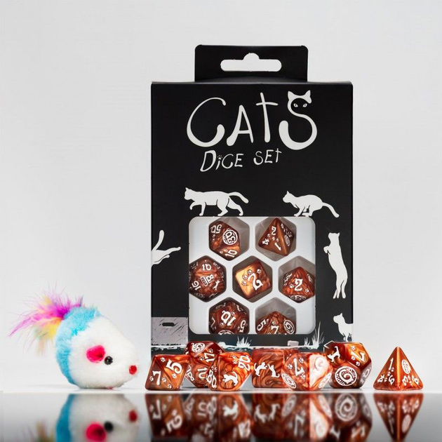 Набір кісток Q-Workshop Cats Dice Kit Кіт Мафін 7 деталей Карамельний (5907699496563) - зображення 5