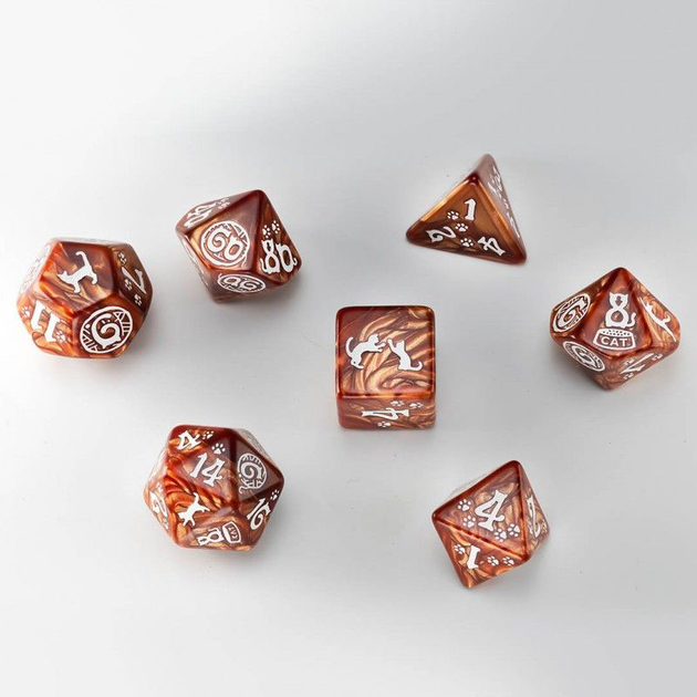 Набір кісток Q-Workshop Cats Dice Kit Кіт Мафін 7 деталей Карамельний (5907699496563) - зображення 6