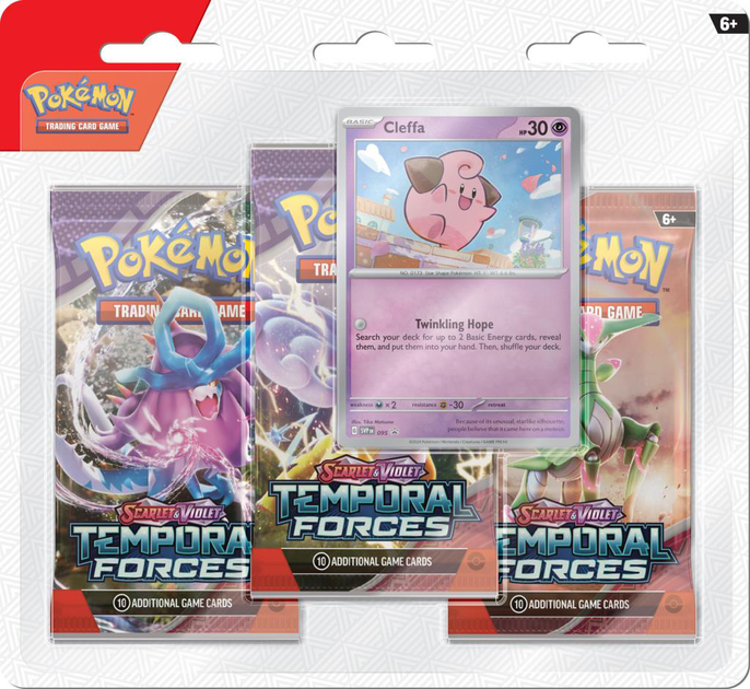 Набір карток Pokemon Scarlet Violet Temporal Forces 3-Pack Blister x 12 шт (820650866654) - зображення 2