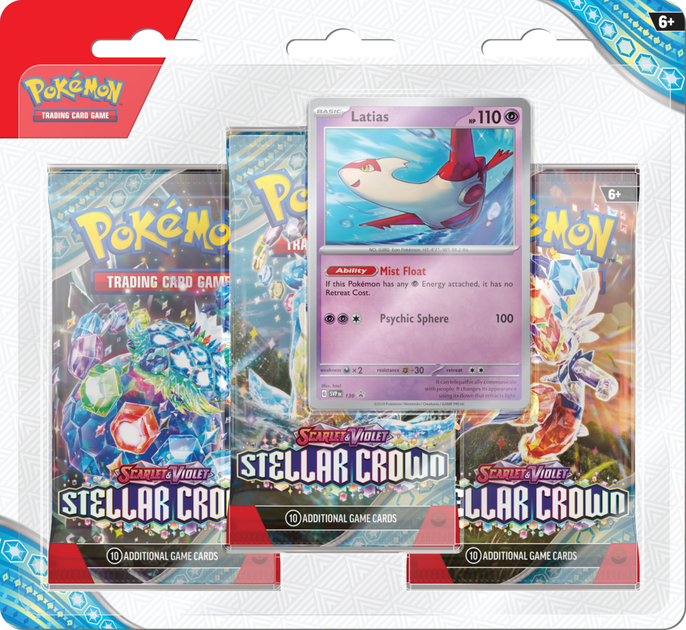 Zestaw kart Pokemon Scarlet Violet Stellar Crown 3-Pack Blister x 12 szt (0820650869082) - obraz 2