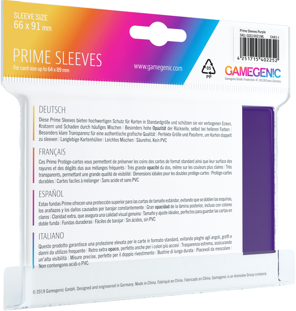 Набір кишень для карт Gamegenic Prime CCG Sleeves 6.6 x 9.1 см 100 шт Фіолетові (4251715402252) - зображення 2