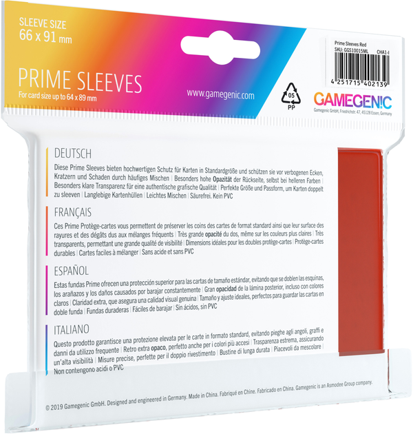 Набір кишень для карт Gamegenic Prime CCG Sleeves 6.6 x 9.1 см 100 шт Червоні (4251715402139) - зображення 2