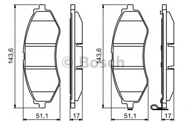 Колодка гальм. диск. CHEVROLET LACETTI, DAEWOO NUBIRA передн. вир-во Bosch Bosch (0986494343) - зображення 7