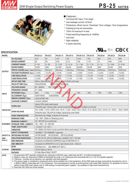 Блок питания PS-25-15 Mean Well - изображение 2