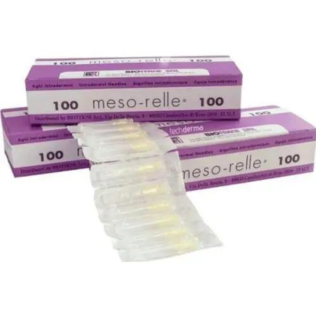 Голки для ін'єкцій мезотерапії Mesorelle 32Gx4 (100 шт) - зображення 1