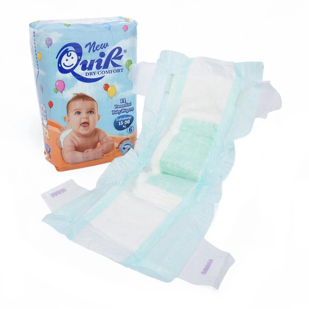 Детские подгузники Quik 6 XL (15-30кг) 14 шт памперсы для новорожденных одноразовые - Фото 2 Детские подгузники Quik 6 XL (15-30кг) 14 шт памперсы для новорожденных одноразовые - изображение 2